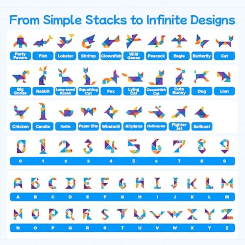 trailfun Magnetic Tangrams, Magnet Blocks STEM Montessori Toys for Kids, Toddler Magnetic Puzzles Educational Travel Activity Road Trip Essentials - Thumbnail 5