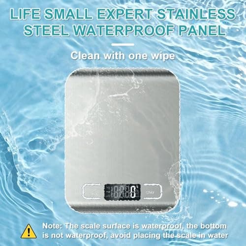 HFLYJPYW Digital Kitchen Scale, 11lb Stainless Steel Food Scale with LCD Display, 6 Units Tare Function, 0.05oz/1g Precision for Baking (White) - Thumbnail 3