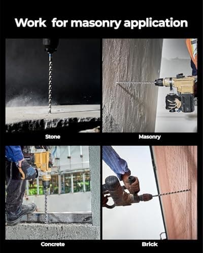 toolant Masonry Drill Bit,SDS Plus Rotary Hammer Drill Bits Set for 5/16" x6inch 10pcs,Carbide Tipped 2-Cutter for Concrete,Masonry and Brick - Thumbnail 6