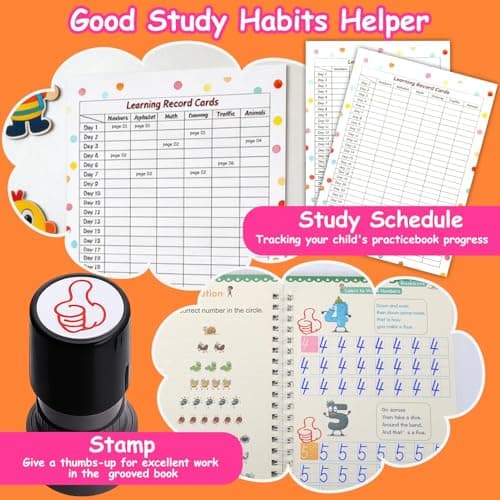 6 Pack Magic Grooved Writing Practice Books for Kids,Reusable Handwriting Practice with Pen,Pencil Grisp,Cute Seal and Learning Schedule ,Pecfect Tracing Copybook for Kindergarten Preschool Age 3-8 - Thumbnail 3
