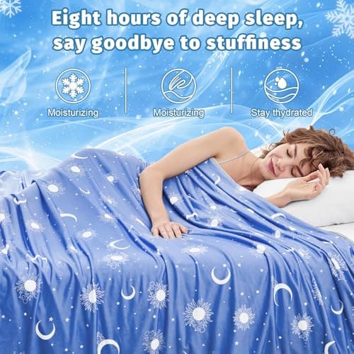 inhand Cooling Blanket - Cooling Blankets for Hot Sleepers -Decorative Lightweight Breathable Summer Cold Blankets for Sleeping Night Sweats to Keep Cool-(90"x108") Midnight Blue - Thumbnail 2