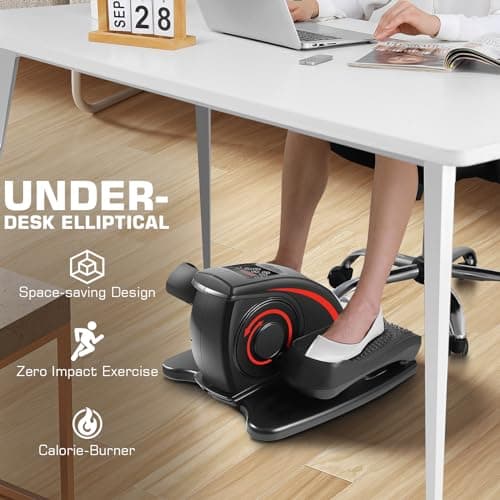 ANCHEER Under Desk Elliptical Machine, Electric Seated Pedal Exerciser, Mini Elliptical Machines, LCD Display Monitor, Portable Quiet Elliptical Machine, Leg Exerciser for Home (Dark Black) - Thumbnail 4