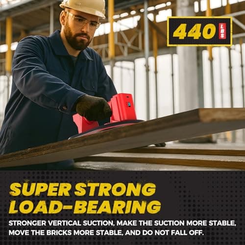 Mtnte Electric Suction Cups for Glass, Tiles, Granite, Windows Lifting and Moving 440 lbs. Load Capacity 16V MAX Cordless Heavy Duty Vacuum Suction Cup Lifter - Thumbnail 2