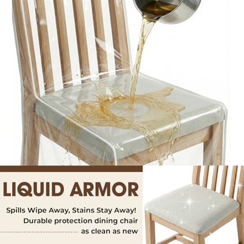 Zipcase 2 Packs Clear All Cover in Plastic Dinning Chair Covers - Heavy-Duty PVC Chair Protectors, 22" D x 19" W x 19.5" H x 40" H, Keep Your Dinning Chair Away from Water Dust Paws and Claws - Thumbnail 2