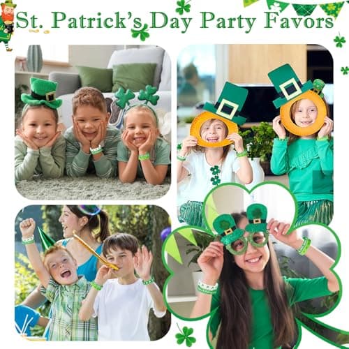 St Patricks Day Bracelets for Kids 30PCS Shamrock Rubber Bracelets Bulk St. Patrick's Day Party Favors Goodie Bag Stuffers Supplies Green Irish Wristbands St Patricks Day Accessories Treats Gifts - Thumbnail 6