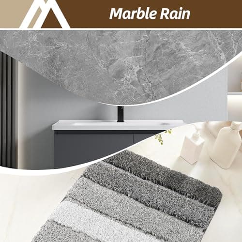 COSY HOMEER Bathroom Rugs 24"x17", Ultra Soft Absorbent Bath Mat with Non-Slip TPR Backing, Machine Washable Shaggy Rug for Bathroom Floor, Dark Gray - Thumbnail 3