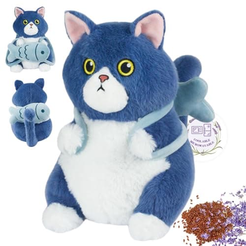 Ayehe Microwavable Stuffed Animals, Cute Cat Heated Stuffed Animals Plushies, Heating Pad Animal Plush Toys for Adults and Kids (Fish)