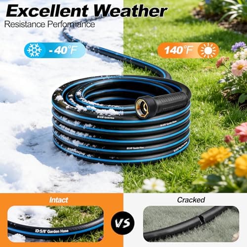 Water Hose 75FT Non-expandable, Durable Outdoor Rubber Hoses with Leak-proof Male to Female Fittings，Portable Garden Hose Manguera Para Jardin for Yard，Lawn Watering, Car Wash - Thumbnail 3