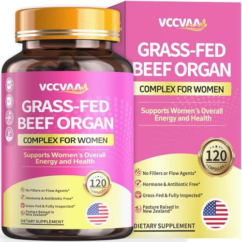 Vccvaa Beef Organ Supplement for Women, Grass-Fed Beef Liver Uterine Kidney Heart Organ Complex with Vitamins & Herbal | Detox, Hormone, Iron-Rich Energy & Skin Renewal | 120 Caps, 3rd Party Tested - Image 1