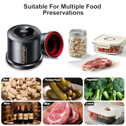Electric Mason Jar Vacuum Sealer Kit for Wide & Regular Mouth Jars, Automatic Jar Sealer for Canning and Food Storage, Includes Lids - Thumbnail 6