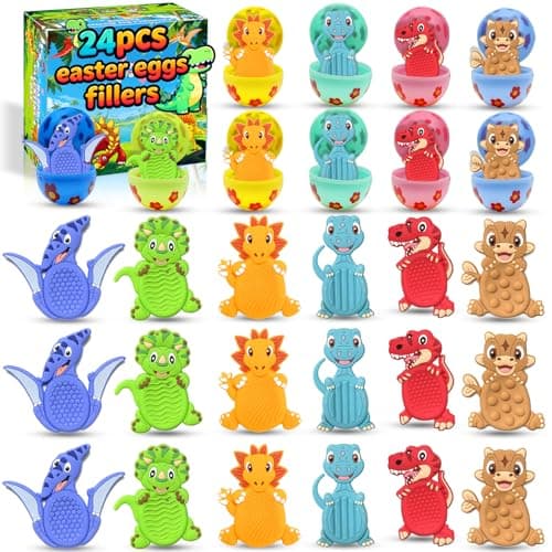 24Pack Dinosaur Sensory Stone for Autistic, Easter Eggs Fillers, Kid Fidget Stress Toys for Kids Classroom, Autism Calming Special Education Must Haves Travel Essentials,Easter Party Favors for Kids - Image 1