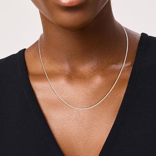Goldegg Silver Necklace for Women, 925 Sterling Silver 1mm Box Chain for Women Silver Chain Jewelry Gifts(24 Inches) - Thumbnail 3