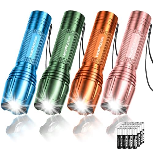 WdtPro LED Flashlight High Lumens SR2000 Pro, 4 Pack Brighter Tactical Flashlights with 5 Modes & Zoomable, Powerful Mini Flash Light for Emergency, Camping, Hiking (Colorful) - Image 1