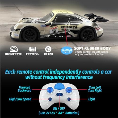 Cosaway Remote Control Car 2.4GHz Drift RC Car Toys for Kids Lights Up High Speed Race Car for Boys and Girls Gifts 3+ Years Old - Thumbnail 5