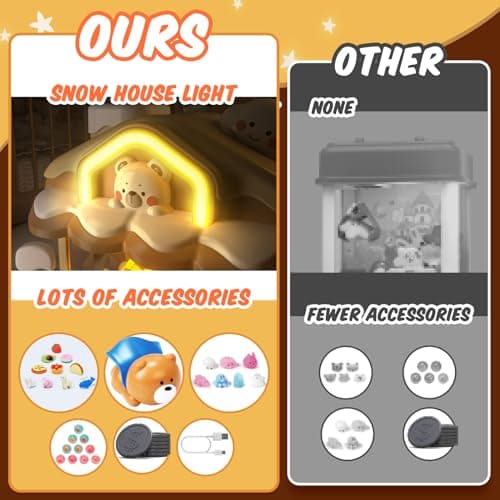 Skirfy Toys Bear Claws Machines for Kids Adults with Sound LED Light, Vending Machine Grabber Prize Dispenser Toys, Claws Machines Toy Electric Claws Game, Birthday Girls Gift - Thumbnail 4