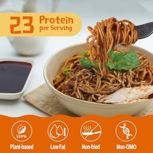 KONJOY High Protein Ramen Noodles - Hot Spicy Chicken Flavor, 23g Plant Based Protein, Low Fat & Non Fried, Non-GMO, Vegan Instant Noodles, 5 Pack - Thumbnail 3