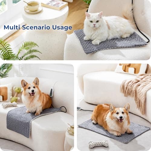 ZOMISIA Large Dog Heating Pad 35x24 Inch - 11 Adjustable Temperature and 25 Timer Options, Heated Dog Bed Indoor Waterproof with Chew-Resistant Cord for Large Dogs - Thumbnail 4