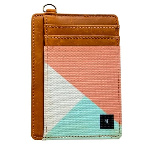 YLUEAWP RFID Blocking Wallet Women - Ultra Slim Credit Card Holder with ID Window, Genuine Leather Minimalist Front Pocket Wallet, Geometric - Image 1