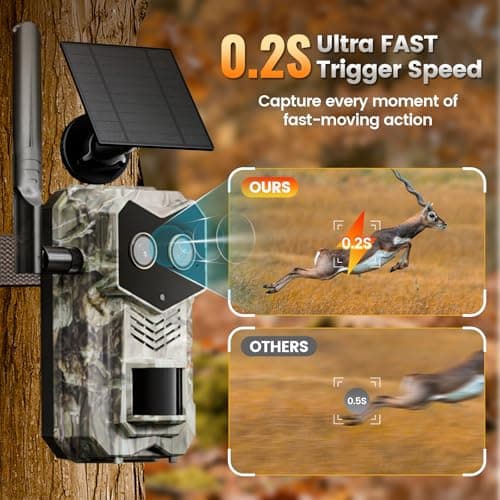 SYCAMTC Trail Camera, 4G Cellular Dual Lens Trail Cameras 2.7K, 0.2s Fast Trigger Speed, Game Camera with Full Color Night Vision, No Glow IR, Motion Detection, No WiFi Needed, IP 65 Waterproof - Thumbnail 4