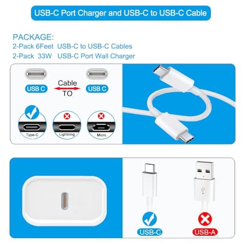 iPhone 17 16 15 Charger Fast Charging [2Pack] 33W Type-c Wall Charger Fast Charger Block with 6FT USB C to USB-C Cable for iPhone 17/17 Air/17 Pro Max/16/16 Plus/16 Pro Max/15 Pro Max/iPad Pro - Thumbnail 6