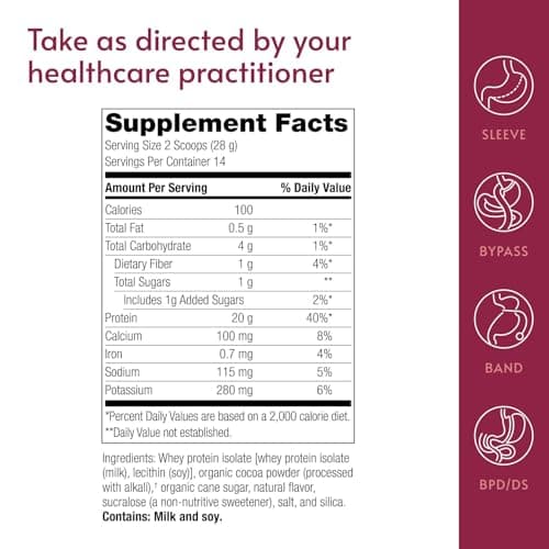 Bariatric Advantage High Protein Supplement Mix, 20 Grams Whey Protein Isolate Low Sugar with 100 Calories Per Serving - Chocolate, 14 Servings - Thumbnail 4