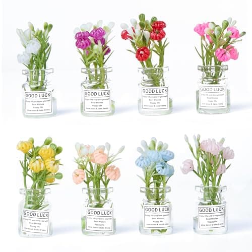 Cute Mini Vase Fridge Magnets,8PCS Funny Luminous Plant Flower Magnets for Fridge,Tiny 3D Plant Pot with Flowers Refrigerator Magnets Decor for Kitchen, Office, Locker (Small) - Image 1