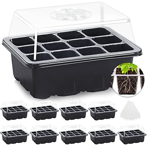 MIXC 10 Packs Seed Starter Tray Seed Starter Kit with Humidity Dome (120 Cells Total Tray) Seed Starting Trays Plant Starter Kit and Base Mini Greenhouse Germination Kit for Seeds Growing Starting - Image 1