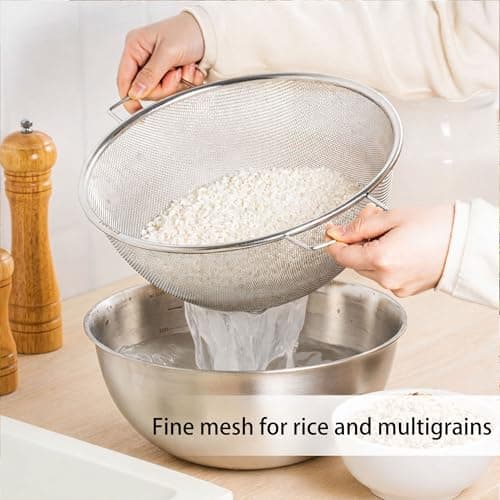 Stainless Steel Colander and Strainer Bowl Set, 3.5QT Kitchen Colander with Handle, 304 Stainless Steel Pasta Strainer and Solid Bowl for Kitchen Use - Thumbnail 5