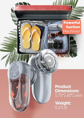 Bymore Fabric Shaver Lint Shaver for Clothes, Dual Power Lint Remover with Battery or Corded Use, Portable Sweater Shaver for Clothing, Furniture & Travel - Thumbnail 6