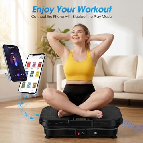 Vibration Plate for Lymphatic Drainage Weight Loss with Bluetooth, Black - Thumbnail 3