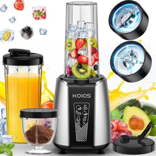 KOIOS Smoothie Blender, Max 1000w Personal Blender for Shakes and Smoothies, 12Pcs Coffee Grinder and Countertop Blenders Combo for Kitchen, Portable Smoothie Blenders with 2x22 oz To-Go Cups, Non-BPA - Image 1