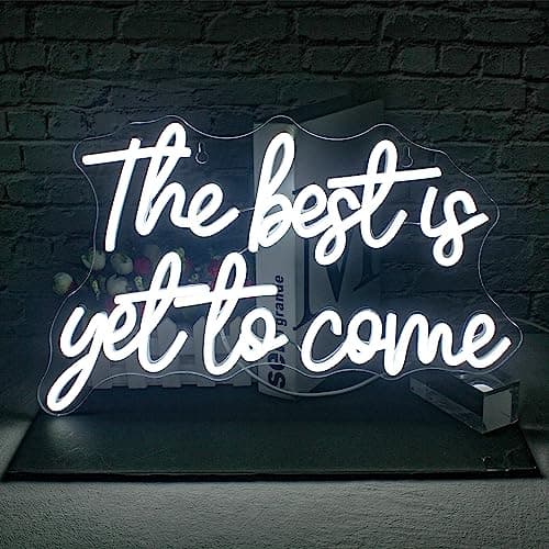 FAXFSIGN The Best Is Yet to Come Neon Sign White Letter Led Neon Lights for Wall Decor Usb Word Light Up Signs for Bedroom Home Bar Wedding Birthday Party Kids Room Teens Gifts - Image 1