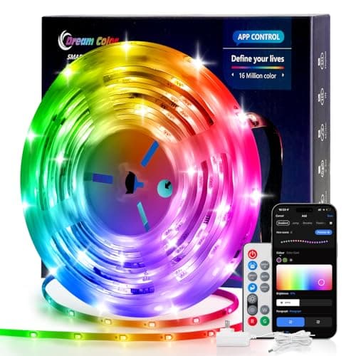 Pak LED Lights for Bedroom 16.4ft, Smart RGB+IC LED Strip Lights with App/Remote Control, Music Sync Color Changing Flexible LED Lights with 64 Scene Modes for Party, Home, Christmas, Halloween Decor - Image 1