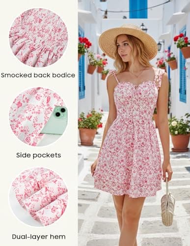 Scarlet Darkness Floral Mini Dress for Women Teens Summer 2026 Fairy Corset Sundress Graduation Dresses Red Floral XL - Thumbnail 6