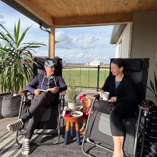 PURPLE LEAF Oversized Outdoor Reclining Chair Set of 2 Patio Zero Gravity Chaise Lounge Folding Chair with Quilted Cushion Adjustable Headrest for Lawn Camping Beach Pool Black and Grey - Thumbnail 3