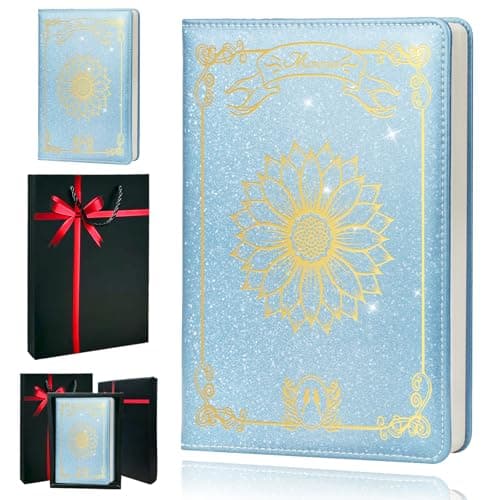 QDWXDEL Journal for Women,A5 Hardcover Leather Journal - 200 Pages Premium Paper Notebook,Sunflower Journal Notebook for School, Work (Sunflower Sky Blue) - Image 1