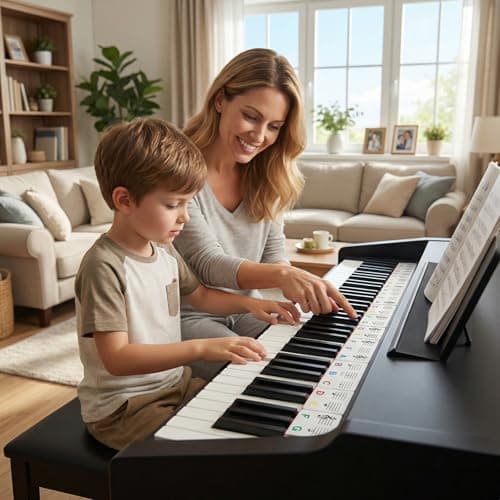 Piano Notes Guide Removable Silicone: 88 Key Full Size Piano Keyboard Note Labels for Beginner, Colored Music Key Stickers Alternative with Storage Box for Kids Adults Learning - Thumbnail 6
