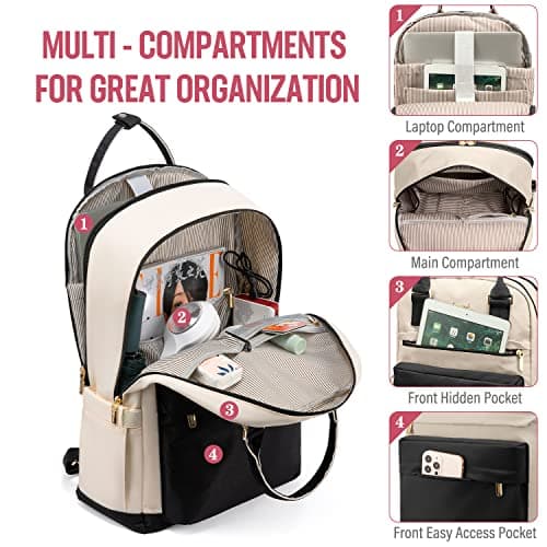 LOVEVOOK Travel Laptop Backpack Women Anti-theft Laptop Bag with USB Port Waterproof Computer Backpack for Nurse College Work - Thumbnail 2