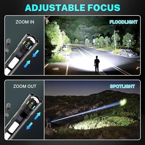 Rechargeable Flashlights 990,000 High Lumens, Super Bright Flash Light Long Range 5000ft, 4 Mode with Red LED Flashing Tactical Flashlight, High Powered Flashlight High Beam for Home Emergency Camping - Thumbnail 5