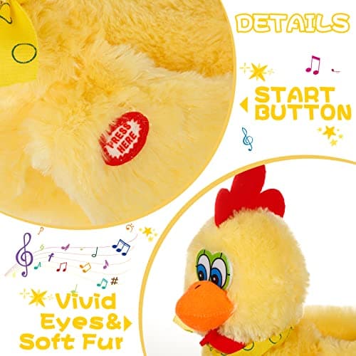 dgdgcool Easter Toys Chicken Laying Eggs Electric Chicken Stuffed Animal Dancing Toy Stuffed Plush Toy with Music - Thumbnail 5