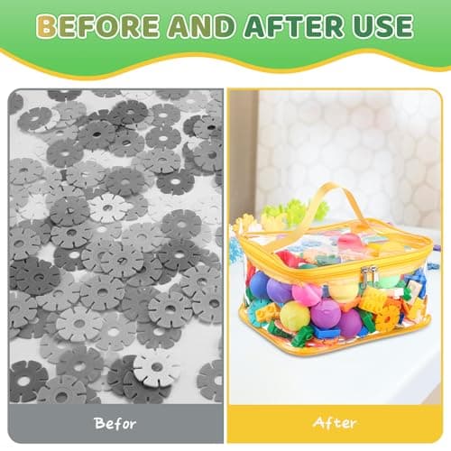 4 Packs Clear Toy Storage Bags, Colorful PVC Waterproof Toy Organizer with Zip Reusable Bags for Building Blocks, Board Game, Puzzles, Kids Books, Stationery - Thumbnail 4