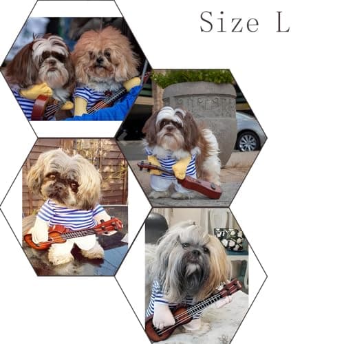 NACOCO Pet Guitar Costume Dog Costumes Cat Halloween Christmas Cosplay Party Funny Outfit Clothes (L) - Thumbnail 6