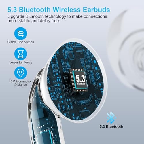 Wireless Earbuds for iPhone, 5.3 Bluetooth Headphones for Apple Earbuds Wireless, ENC Noise Cancelling 40Hrs Playback in Ear Air Buds Pods HiFi Bass for iPhone 17 16 15/iPad/PC/Laptop/Switch/White - Thumbnail 2