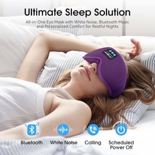 MUSICOZY White Noise Sleep Mask Headphones with 16 Soothing Sounds, Bluetooth Sleep Mask 3D Wireless Music Sleeping Headphones for Side Sleeper - Thumbnail 2