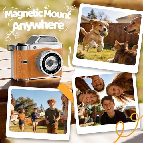 OMK Mini Keychain Camera, 1080P Pocket-Size Camera with 32GB Card, Portable Mini Retro Camera, One-Button Recording, Lightweight Vintage for Travel, Birthday Gift, Party, Daily Moments(Yellow) - Thumbnail 4