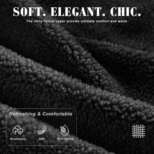 Parlovable Women's Memory Foam House Slippers - Polar Fleece Lining Non-Slip Indoor Shoes Black 9-10 - Thumbnail 5