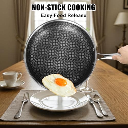 USELUCK 12 Inch Frying Pan,Non Stick Frying Pans,Stainless Steel Skillet,Non-Toxic,PFAS-Free,Suitable for All Cooktops. - Thumbnail 6
