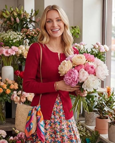 Arach&Cloz Women's Lightweight Cardigan Sweaters Soft Cashmere Business Work Button Down Ribbed Knit Open Front Long Sleeve Crew Neck Tops Spring 2026 Valentine Outfits Red XL - Thumbnail 5