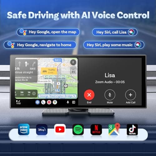 OTTOCAST OttoScreen AI, 11.4" Portable CarPlay Screen for Car with Netflix YouTube and Backup Camera for iPhone(iOS 8+) Android Auto(Android 11+), Built-in Apps, Voice Control, Android 15 OS - Thumbnail 4