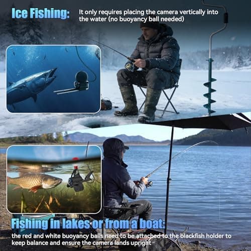 Underwater Fishing Camera Upgraded 5" Camera for Fishing with Infrared Night Vision,1080P HD Monitor,100ft Cable,Ice Fishing Accessory with Carrying Case for Ice,River,Lake,Boat,Kayak,Fishing Farming - Thumbnail 4